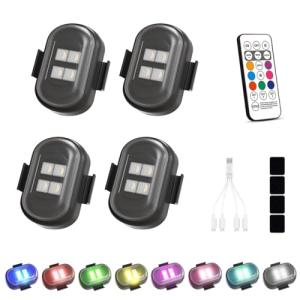 4PCS Rechargeable LED Strobe Lights with Remote