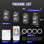 Wireless LED Strobe Lights with Remote Control - 4 Pack