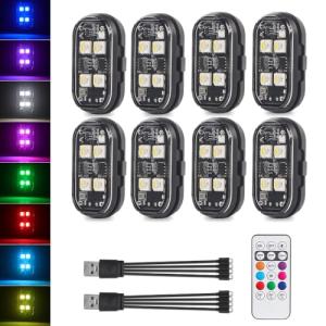 Remote-Controlled Wireless LED Strobe Lights, 8 Colors