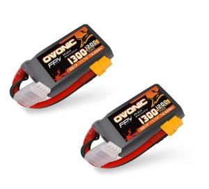 OVONIC 11.1V 1300mAh Lipo Battery with XT60 Plug (2 Pack)