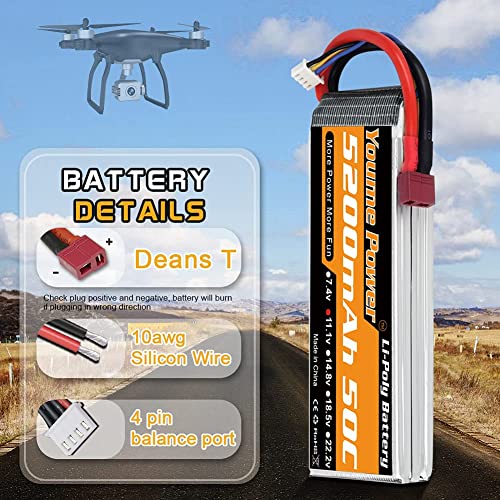 2-pack 5200mAh Lipo Batteries with Deans T Plug