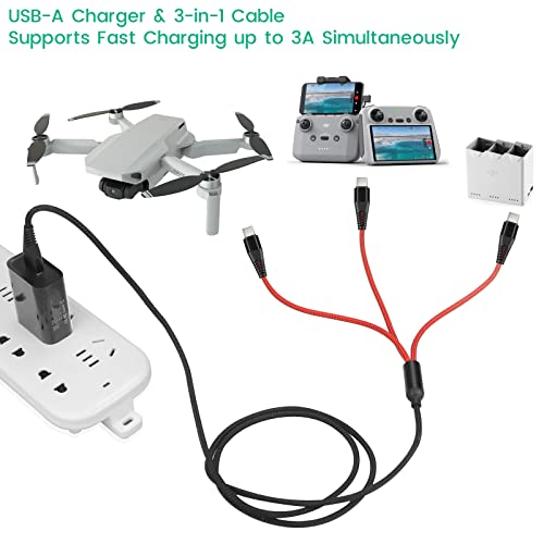 DJI Drone Fast Charger with 3-in-1 Cable