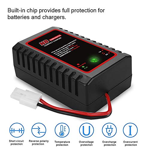HTRC N8 NiMH Charger for 2-8s Nimh/NiCD Battery Pack(2.4V 3.6V 4.8V 6V 7.2V 8.4V 9.6V) of Airsoft RC Car RC Boat Drone,RC Charger for NiMH/NiCD Battery Pack with Standard/Mini Tamiya Connector