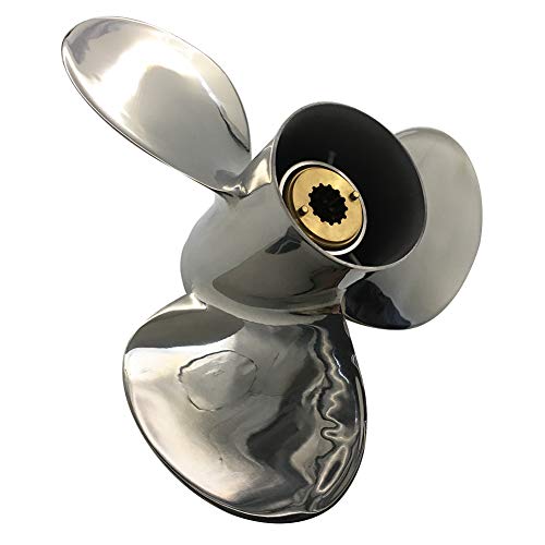 ARKDOZA 11 1/8x14 Stainless Steel Propeller for Mercury Outboards 30-70HP RH Rubber Hub 13 Spline Tooth