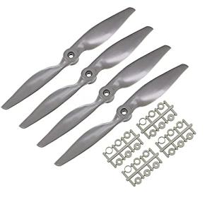 Nylon Gray RC Propellers 4-Pack with Adapter Rings