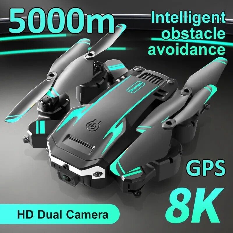 8K HD Drone Dual Camera WIFI FPV GPS Foldable 3 Batteries Selfie RC Quadcopter