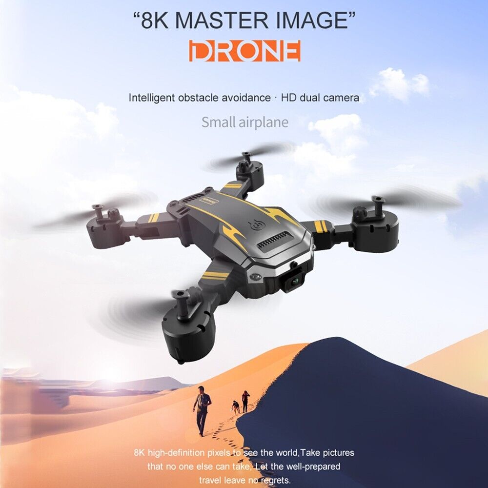 8K HD Drone Dual Camera WIFI FPV GPS Foldable 3 Batteries Selfie RC Quadcopter