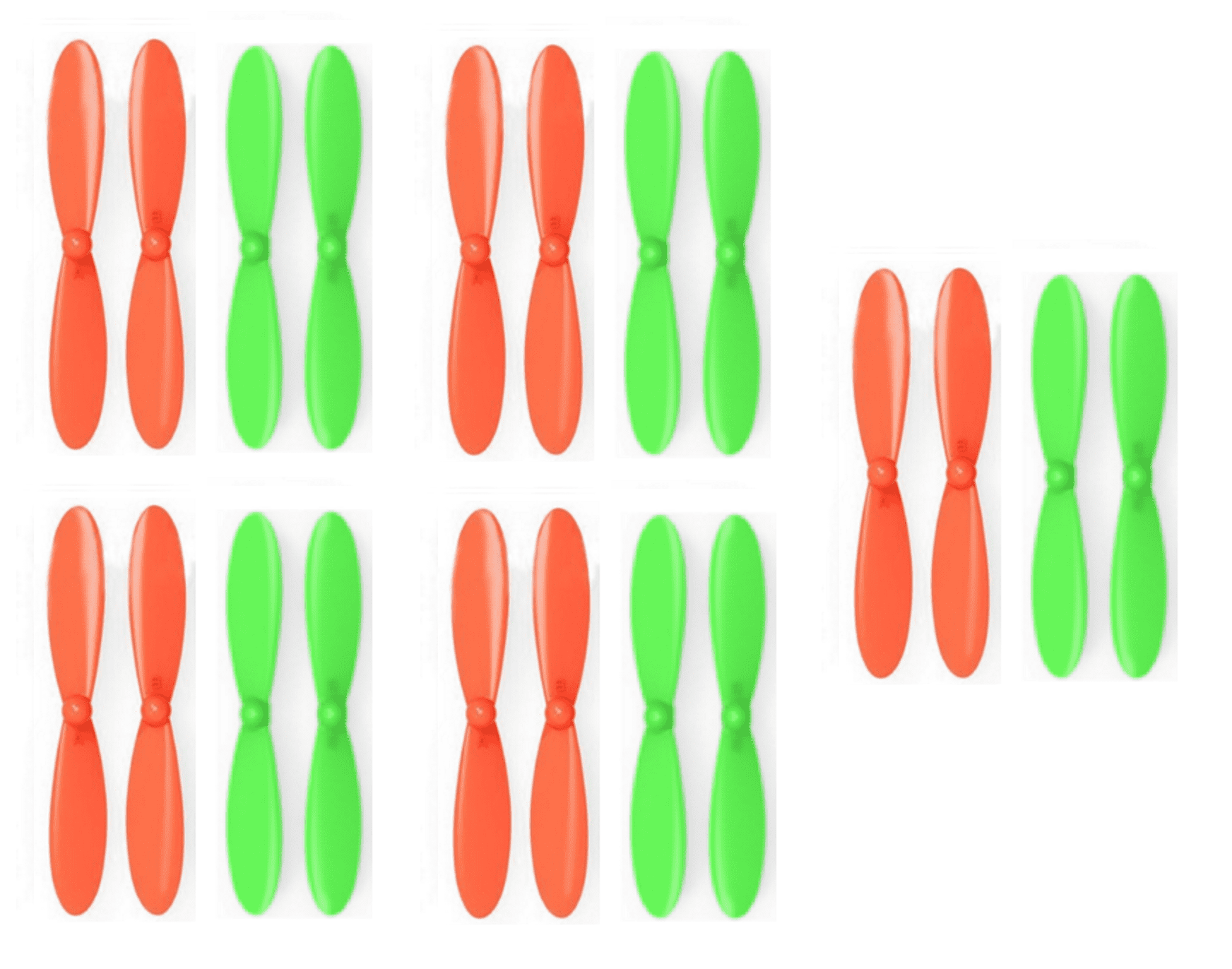 HobbyFlip Orange Green Propeller Blades Props 5x Propellers Compatible with Micro Drone Quad Rotor