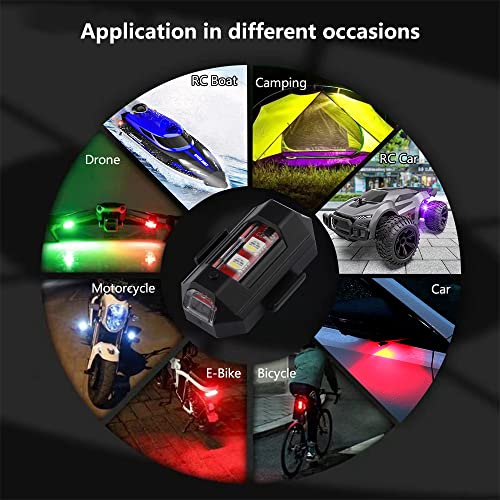 LECART 4Pcs LED Strobe Drone Light 7 Colors USB Charging Aircraft Flying Anti-Collision Night Lights for DJI Air 2S / Mini 2 / Mavic Air 2 / Mavic Mini Drone/Bike/Dirt Bike/Car/Motorcycle