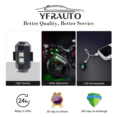 YFRAUTO 4Pcs Drone Storbe LED Lights Drone Anti-Collision Strobe Light Bike Tail Lights USB Recharge 4 Colors 22 Modes Fits DJI Mini, Mavic air 2 Pro, Phantom, Inspire, Zoom Bike Motocycle