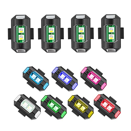 4 Pcs LED Aircraft Strobe Lights USB Charging, 7 Colors LED Strobe Drone Light Night Warning Lights for Motorcycle, Dirt Bike, E-Bike, RC Car, RC Boat, Drone
