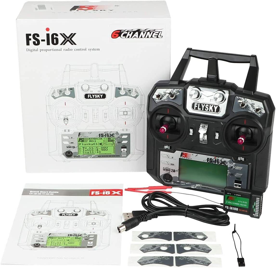 Flysky i6X transmitter for FPV racing drone