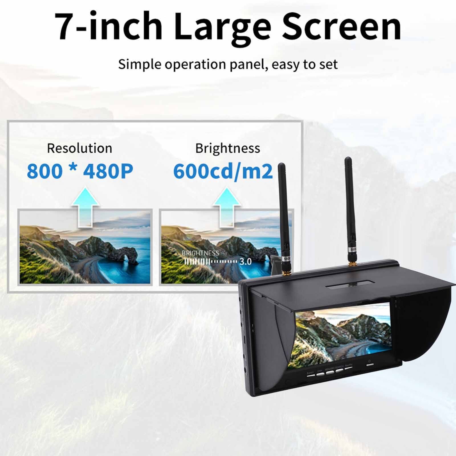 7" FPV Receiver Monitor for Quadcopter Drone