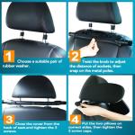 JZCreater Car Headrest Pillow, 180° Adjustable Car Headrest, Head, Neck Support Pillow, U- Shaped Design, Travel Sleeping Car Headrest, Suitable for Kids and Adults (Black)