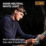SLONIK Headlamp Rechargeable - 1000 Lumen LED USB Rechargeable Headlight - IPX8 Waterproof Head Lamp with Bright 60 ft Flashlight Beam - Hiking & Outdoor Camping Gear, Black