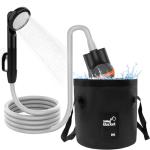 acetek Portable Shower Camping Shower, Outdoor Camp Shower Pump with 5 Gallons Collapsible Bucket, Rechargeable Shower Battery Powered Handheld Shower Head kit for Camping, Beach Washing, Pet Cleaning