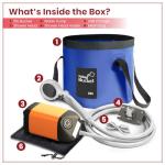 Elil Portable Camping Shower Pump with 5 Gallon Collapsible Bucket - Rechargeable Battery Camp Shower Electric Shower, Portable Shower for Camping