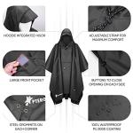 PTEROMY Hooded Rain Poncho for Adult with Pocket, Waterproof Lightweight Unisex Raincoat for Hiking Camping Emergency (Black)