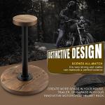 Rustic Burnt Wood Motorcycle Helmet Stand