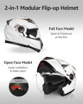 YEMA Modular Helmet - DOT Approved, White, XL