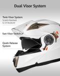 YEMA Modular Helmet - DOT Approved, White, XL