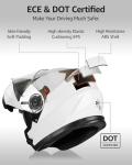 YEMA Modular Helmet - DOT Approved, White, XL