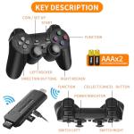 Wireless Retro Game Console, 128G Game Console Built in 50,000 Games, 40+ Emulators, Dual Wireless Controllers, Plug & Play Video Game Consoles, 4K HDMI Nostalgia Stick Game for TV