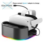 KAFRI Charging Dock for Meta Oculus Quest 3/Quest 2, VR Headset Charging Stand and Controller Holder with RGB Lights, Charger Station Accessories, Black(Not for Charging Controllers)
