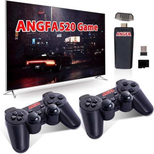 ANGFA Wireless Retro Game Console Stick, Nostalgia Gaming Stick, Plug & Play TV Video Gaming Stick with 20000+ Games Built-in, 15 Retro Emulators, 4K HDMI Output, 2 2.4G Wireless Controllers (64GB)