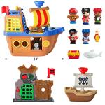 iPlay, iLearn Large Pirate Ship Toys, Kids Pretend Adventure Playset W/ Figures, Boat, Island &Treasure, Toddler Imaginative Play W/ Light Sound, Birthday Gifts for Age 2 3 4 5 6 Year Old Boys Girls