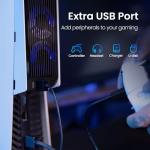 Cooling Accessories for PS5, KIWIHOME Horizontal Cooling Fan for PS5, Upgraded Quiet Cooler Fan with LED Light and USB3.0 Hubs for PS5 Disc and Digital Edition, Not for PS5 Slim (White)