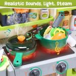 HOLYFUN Kids Pretend Play Kitchen Set with Sounds, Lights, Cooking Stove, Sink, and Play Food - Toy Kitchen for Toddlers (Green)