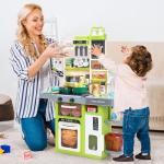 HOLYFUN Kids Pretend Play Kitchen Set with Sounds, Lights, Cooking Stove, Sink, and Play Food - Toy Kitchen for Toddlers (Green)