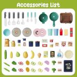 HOLYFUN Kids Pretend Play Kitchen Set with Sounds, Lights, Cooking Stove, Sink, and Play Food - Toy Kitchen for Toddlers (Green)