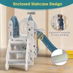 BIERUM 10 in 1 Toddler Slide, Baby Slide for Toddlers Age 1+ with Ring Toss, Basketball Hoop and Bus Play House, Indoor Outdoor Slide Toddler Playset Toddler Playground Blue Yellow