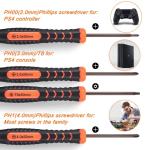 JOREST Cleaning Repair Tool Kit for PS3 PS4 PS5, with PH00 PH0 PH1 and T8 Torx Security Screwdriver, Crowbars, Tweezers, Brush, Grip Caps, Screws, Accessories for PS3/4/5 Controller and Console