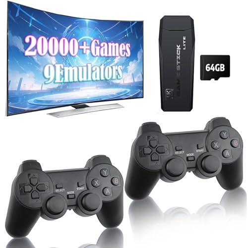 Retro Game Console - Retro Game Stick,Plug and Play Video Game Console Built in 20500+Games,4K HDMI Output,15 Classic Emulators,Dual 2.4G Wireless Controllers (64G)