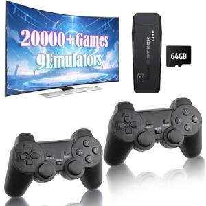 Retro Game Console - Retro Game Stick,Plug and Play Video Game Console Built in 20500+Games,4K HDMI Output,15 Classic Emulators,Dual 2.4G Wireless Controllers (64G)