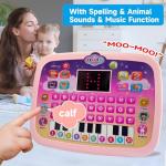 Kids Tablet Toddler Learning Pad with LED Screen Teach Alphabet Numbers Word Music Math Early Development Interactive Electronic Toy for Boys & Girls 3 Years+