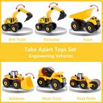 TEUVO Construction Take Apart Toys with Electric Drill, Building Excavator Toy STEM Trucks Vehicle Construction Vehicles for Kids, Educational Learning Gifts for Ages 3+ Boys & Girls