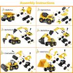 TEUVO Construction Take Apart Toys with Electric Drill, Building Excavator Toy STEM Trucks Vehicle Construction Vehicles for Kids, Educational Learning Gifts for Ages 3+ Boys & Girls