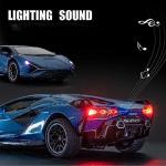 IYEAM Lambo Toy Car Sian FKP3 Die-Cast Car Model with Lights and Sound Pull Back Toy Car for Boys Age 3 4 5 6 + Year Old (Blue)