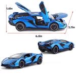 IYEAM Lambo Toy Car Sian FKP3 Die-Cast Car Model with Lights and Sound Pull Back Toy Car for Boys Age 3 4 5 6 + Year Old (Blue)