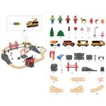 Giant bean 72PCS Wooden Train Tracks & Trains, Gift Packed Toy Railway Kits for Kids, Toddler Boys and Girls 3,4,5 Years Old and Up