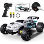 Tecnock RC Racing Car, 2.4GHz High Speed Remote Control Car, 1:18 2WD Toy Cars Buggy for Boys & Girls with Two Rechargeable Batteries for Car, Gifts for Kids (White)