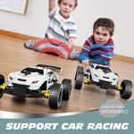 Tecnock RC Racing Car, 2.4GHz High Speed Remote Control Car, 1:18 2WD Toy Cars Buggy for Boys & Girls with Two Rechargeable Batteries for Car, Gifts for Kids (White)