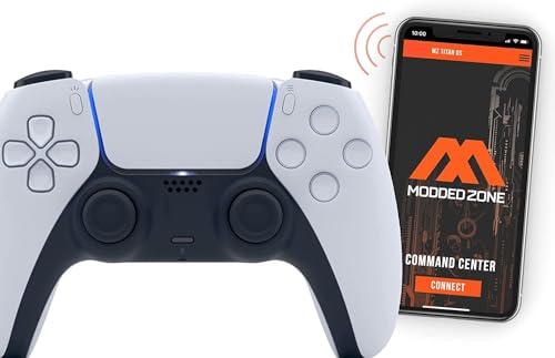 MODDEDZONE Custom Rapid Fire, Anti Recoil, Macros MODDED Wireless Controller for PS5 & PC - Unique Smart Mods for ps5 controller controlled by the APP. Best for FPS Games. Enhanced Gaming Experience (White)