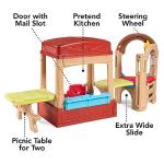 Simplay3 Sunny Slide and Climb Picnic Playhouse - Indoor or Outdoor Backyard Playset for Kids with Kitchen, Picnic Table, Toddler Slide, Working Door, Kids Ages 18 Months to 6 Years