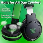KHAZNEH H-10 Gaming Headset for PS4, Xbox One, PC, PS5, Nintendo Switch, Stereo Wired Noise Cancelling Over Ear Headphones with Mic for Kids Adults, Bass Surround, Soft Memory Earmuffs, Green