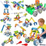 MOONTOY 11 in 1 STEM Toys for 4 5 6 7 8+ Year Old Boy Birthday Gifts Building Toys Kids Age 4-8 5-7 6-8 Educational Blocks STEM Kits Activities Erector Set Robot Engineering Construction Creative Game